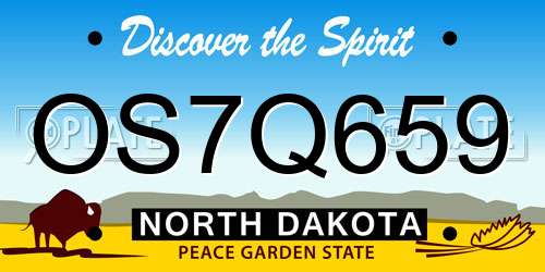 OS7Q659 North Dakota License Plate