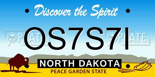OS7S7I North Dakota License Plate