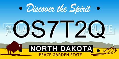 OS7T2Q North Dakota License Plate