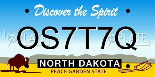OS7T7Q North Dakota License Plate