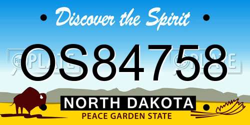 OS84758 North Dakota License Plate
