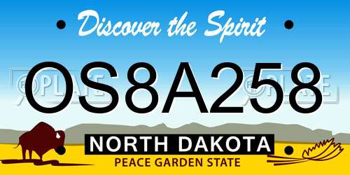 OS8A258 North Dakota License Plate