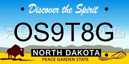 OS9T8G North Dakota License Plate