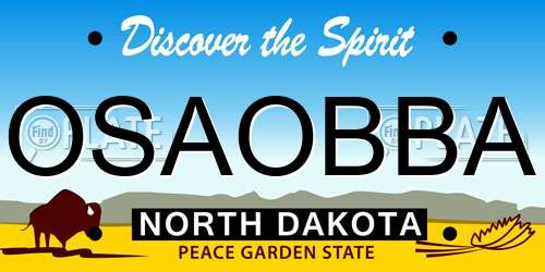 OSAOBBA North Dakota License Plate