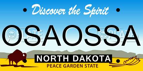 OSAOSSA North Dakota License Plate