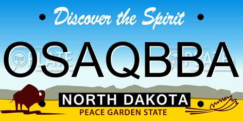 OSAQBBA North Dakota License Plate