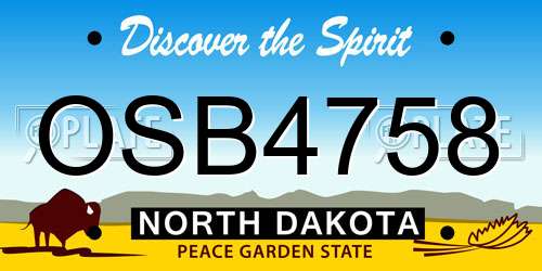 OSB4758 North Dakota License Plate