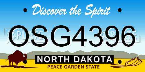 OSG4396 North Dakota License Plate