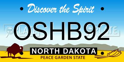 OSHB92 North Dakota License Plate