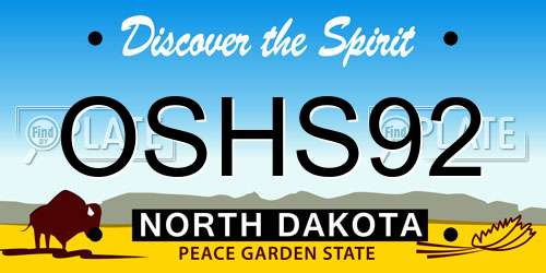 OSHS92 North Dakota License Plate