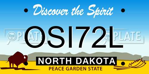 OSI72L North Dakota License Plate