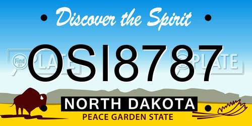 OSI8787 North Dakota License Plate