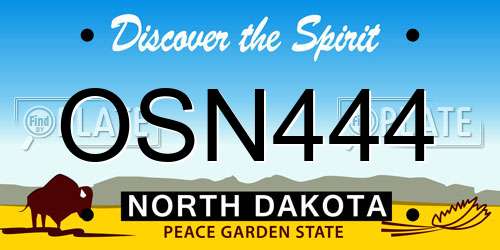OSN444 North Dakota License Plate