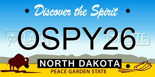 OSPY26 North Dakota License Plate
