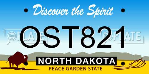 OST821 North Dakota License Plate