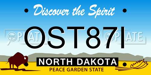 OST87I North Dakota License Plate