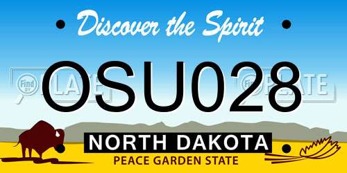 OSU028 North Dakota License Plate
