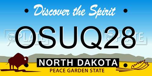 OSUQ28 North Dakota License Plate