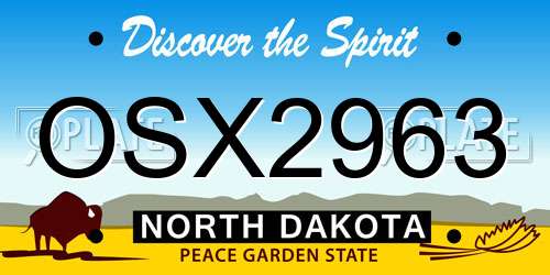 OSX2963 North Dakota License Plate