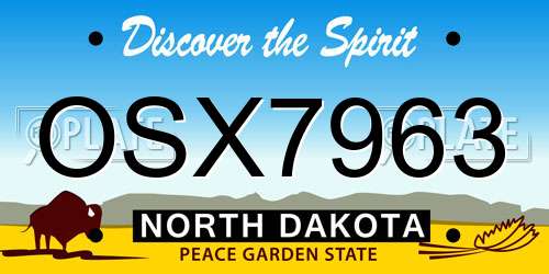 OSX7963 North Dakota License Plate