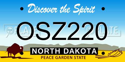 OSZ220 North Dakota License Plate