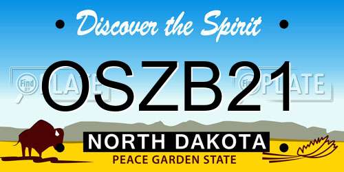 OSZB21 North Dakota License Plate