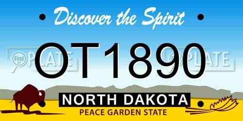 OT1890 North Dakota License Plate