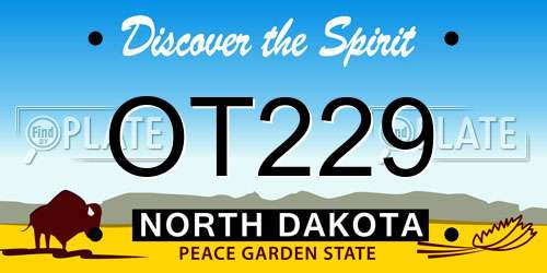 OT229 North Dakota License Plate