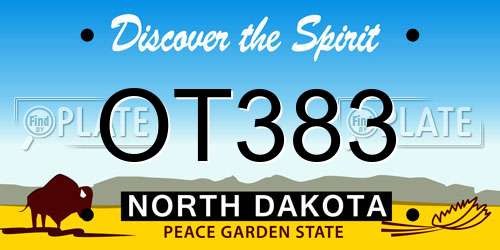 OT383 North Dakota License Plate
