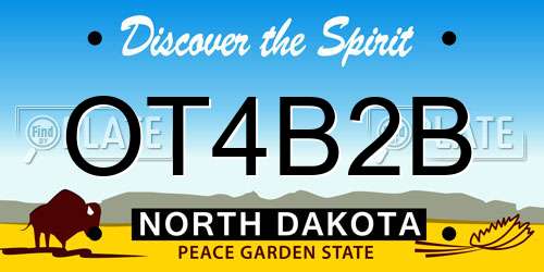 OT4B2B North Dakota License Plate