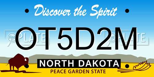 OT5D2M North Dakota License Plate