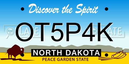 OT5P4K North Dakota License Plate