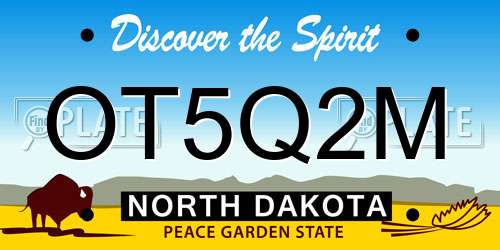 OT5Q2M North Dakota License Plate