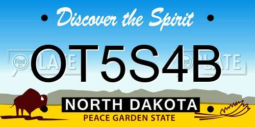 OT5S4B North Dakota License Plate