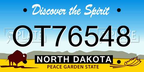 OT76548 North Dakota License Plate