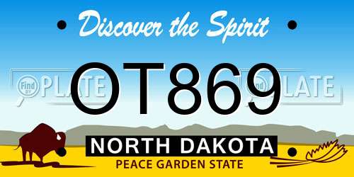 OT869 North Dakota License Plate