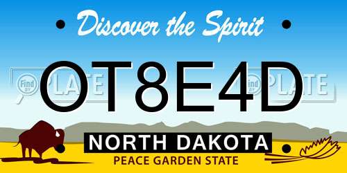 OT8E4D North Dakota License Plate