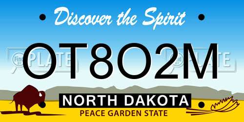 OT8O2M North Dakota License Plate
