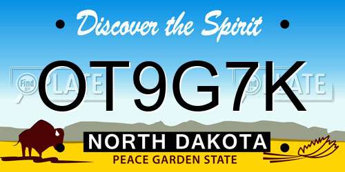 OT9G7K North Dakota License Plate
