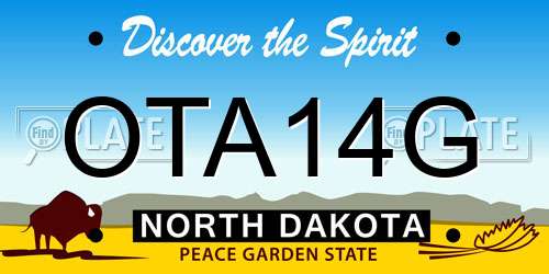OTA14G North Dakota License Plate