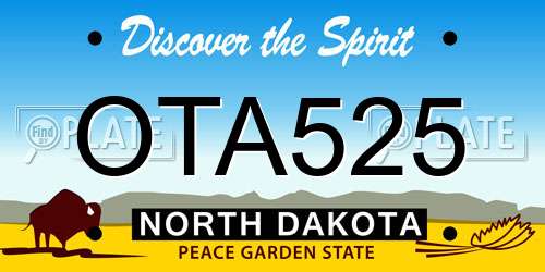 OTA525 North Dakota License Plate