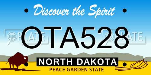 OTA528 North Dakota License Plate