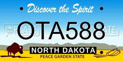 OTA588 North Dakota License Plate