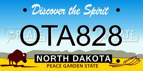 OTA828 North Dakota License Plate