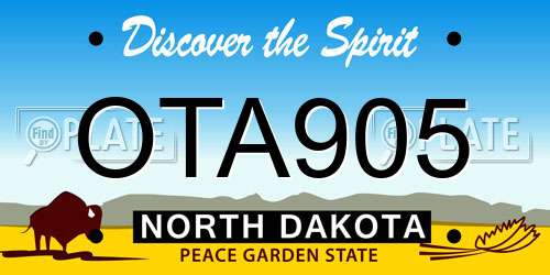 OTA905 North Dakota License Plate