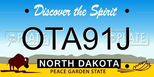 OTA91J North Dakota License Plate