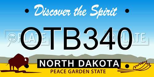 OTB340 North Dakota License Plate