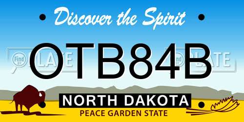 OTB84B North Dakota License Plate