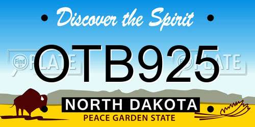 OTB925 North Dakota License Plate