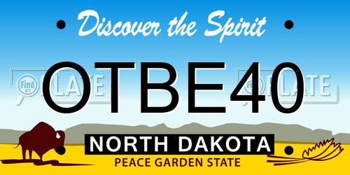 OTBE40 North Dakota License Plate